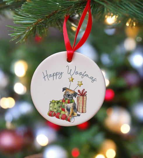 Border Terrier Ceramic Circle Decoration